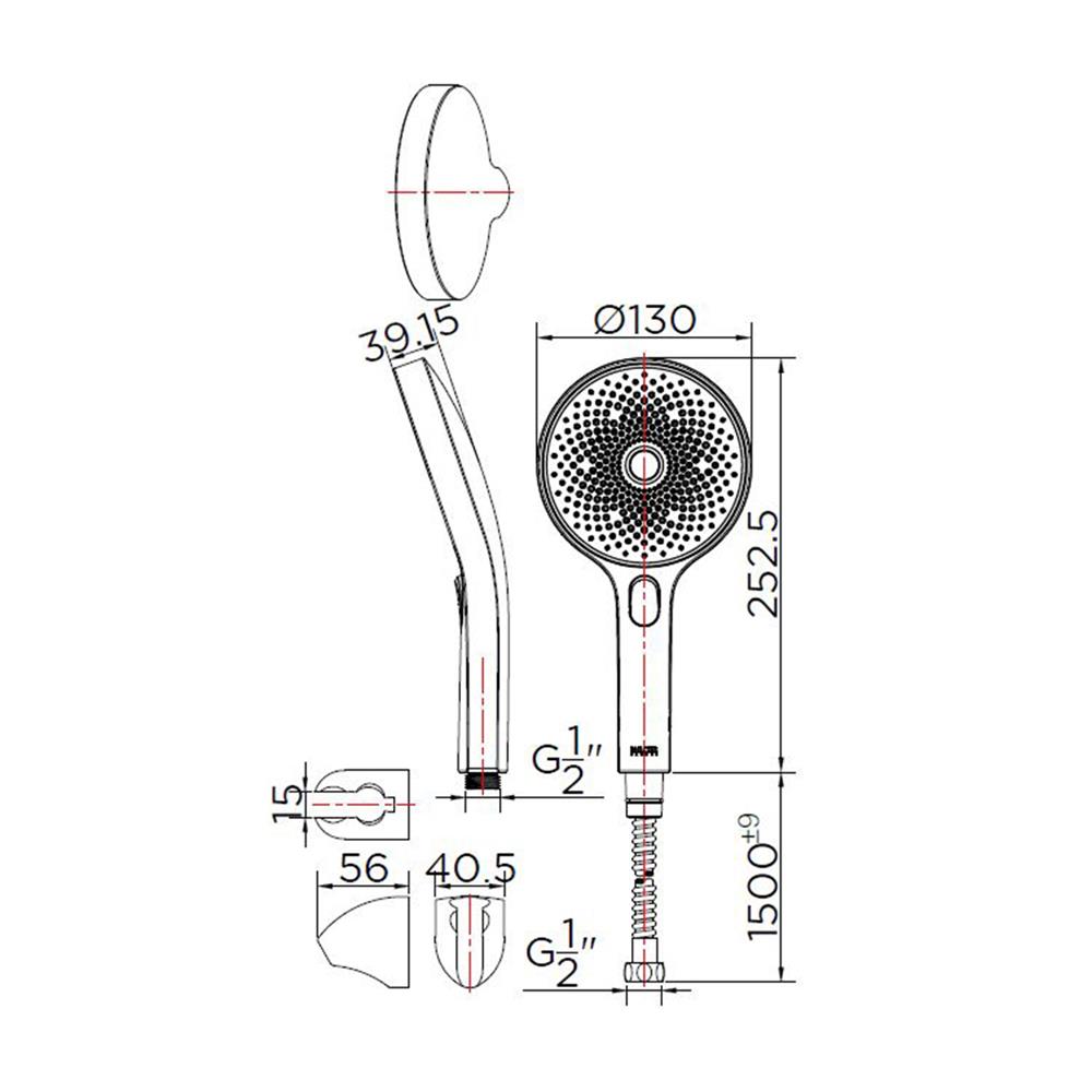 ชุดฝักบัวสายอ่อน 3 ระดับ KARAT FAUCET รุ่น KS-43-233-50 สีโครม