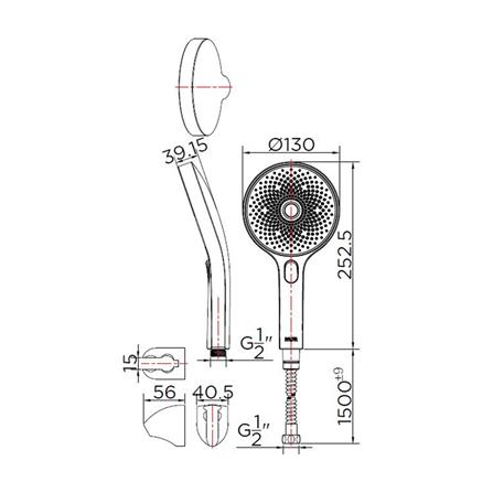 ชุดฝักบัวสายอ่อน 3 ระดับ KARAT FAUCET รุ่น KS-43-233-50 สีโครม_1