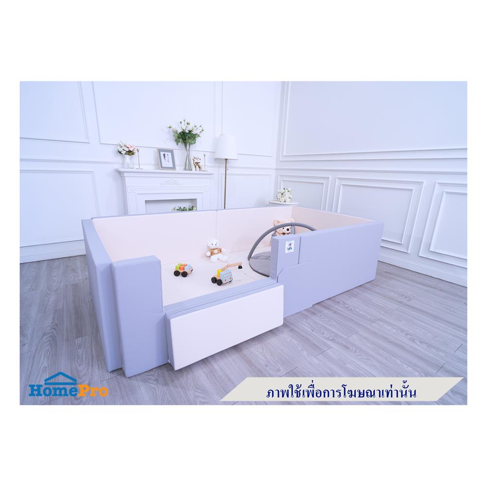 คอกกั้นเด็ก GEKO ไซซ์ M หนัง PU สีเทา/ครีม