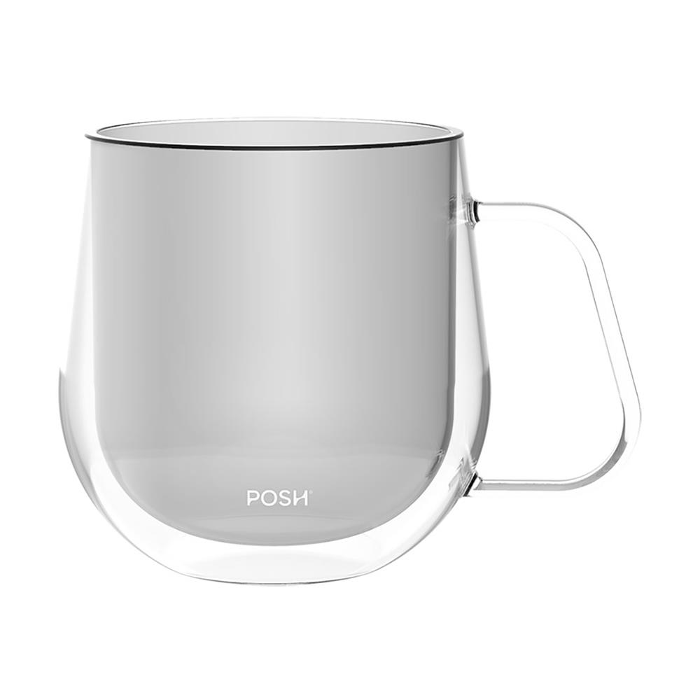 ถ้วยหู 360ml POSH GROOVE DOUBLE WALL MUG เทา