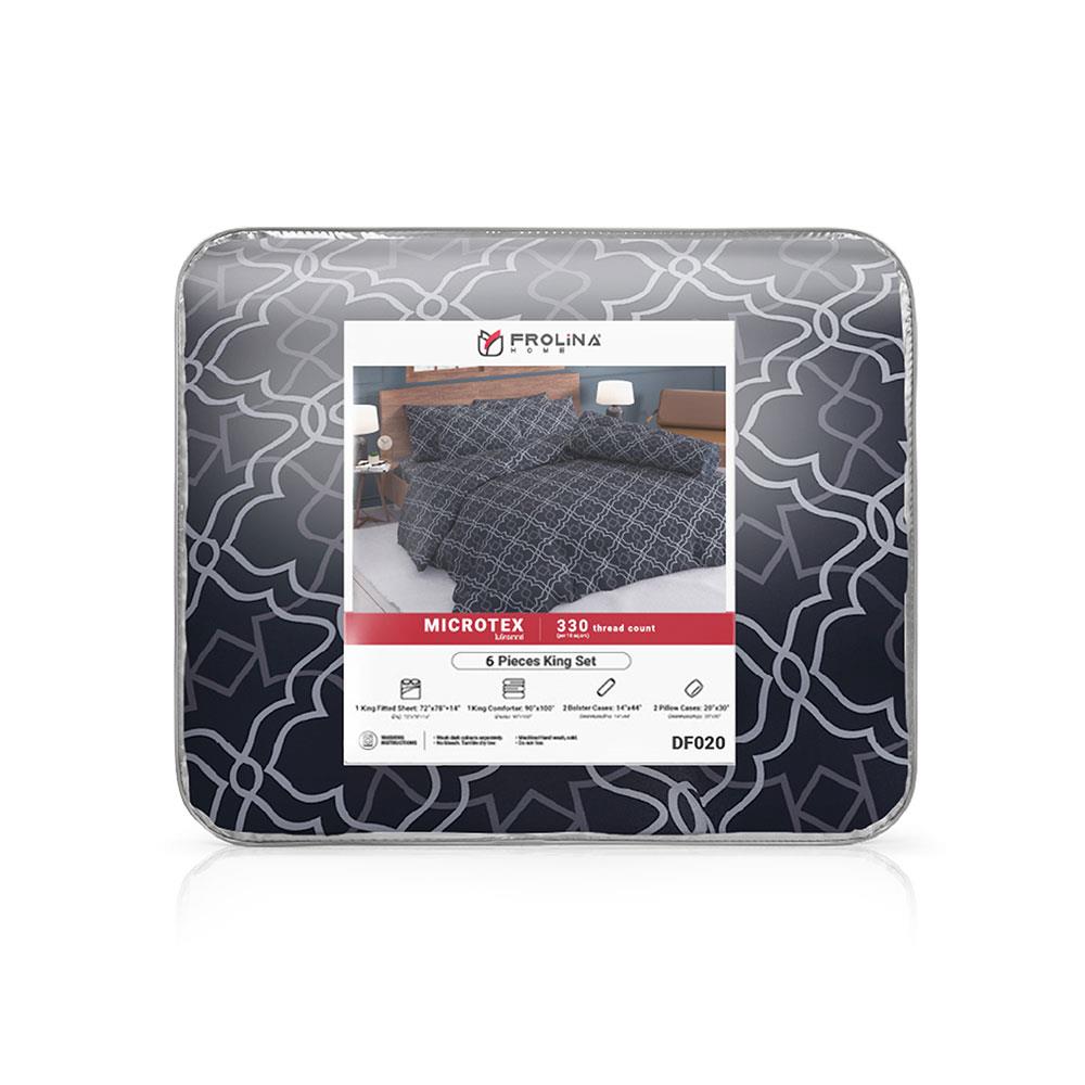 ชุดผ้าปูที่นอน 6 ฟุต 6 ชิ้น FROLINA MICROTEX DF020