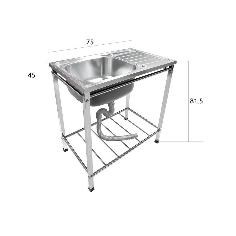 ซิงค์ขาตั้ง 1หลุม 1ที่พัก LUCKY FLAME STS-7545XL สเตนเลส