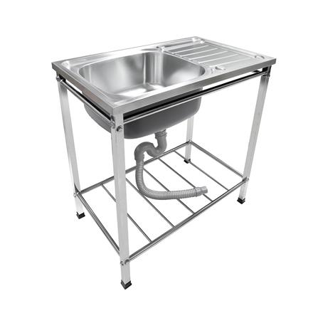 ซิงค์ขาตั้ง 1หลุม 1ที่พัก LUCKY FLAME STS-7545XL สเตนเลส_0