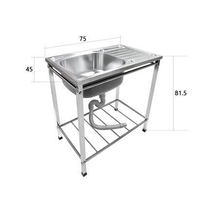 ซิงค์ขาตั้ง 1หลุม 1ที่พัก LUCKY FLAME STS-7545XL สเตนเลส_3