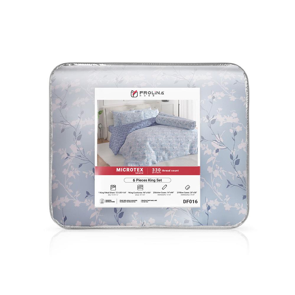 ชุดผ้าปูที่นอน 6 ฟุต 6 ชิ้น FROLINA MICROTEX DF016
