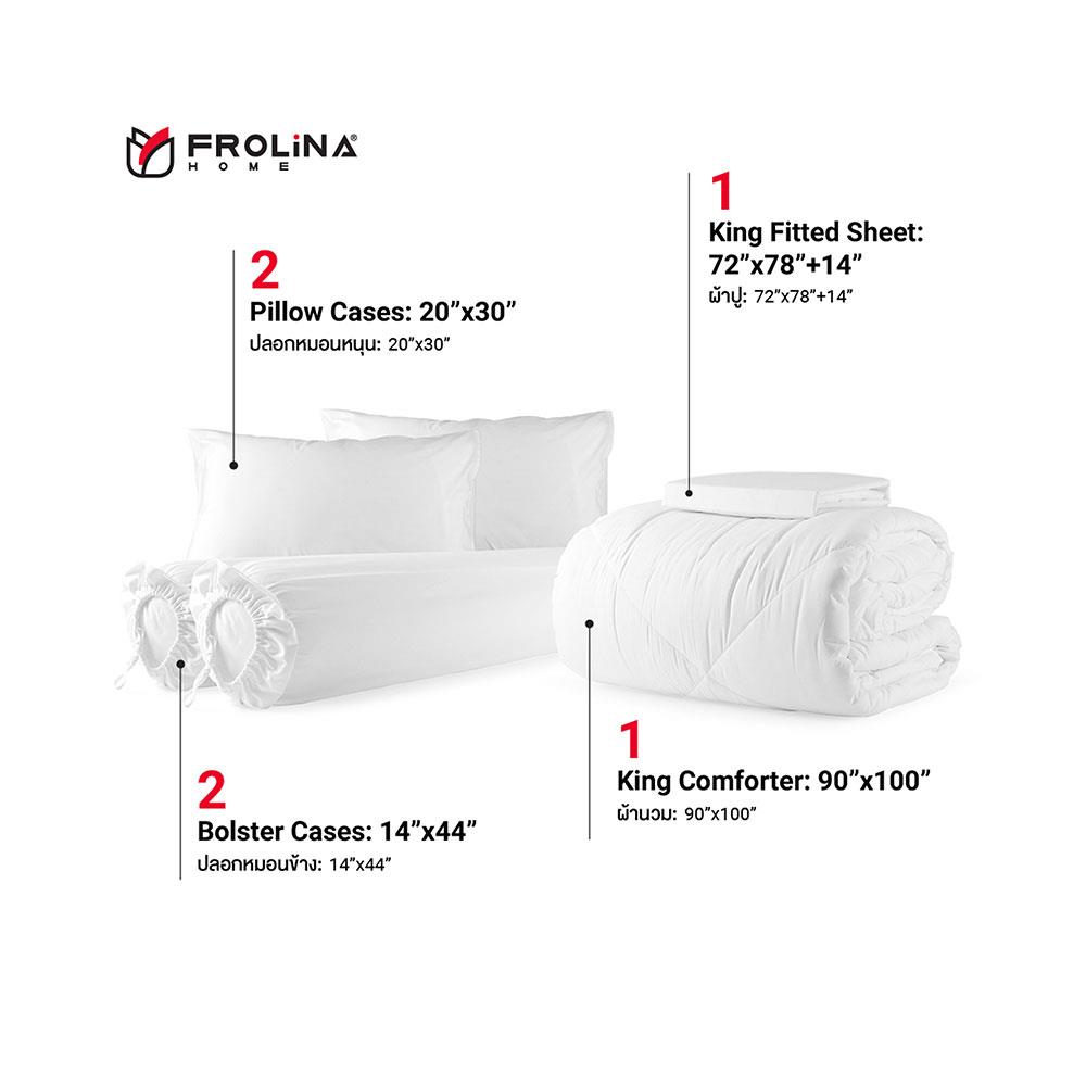 ชุดผ้าปูที่นอน 6 ฟุต 6 ชิ้น FROLINA MICROTEX SF013