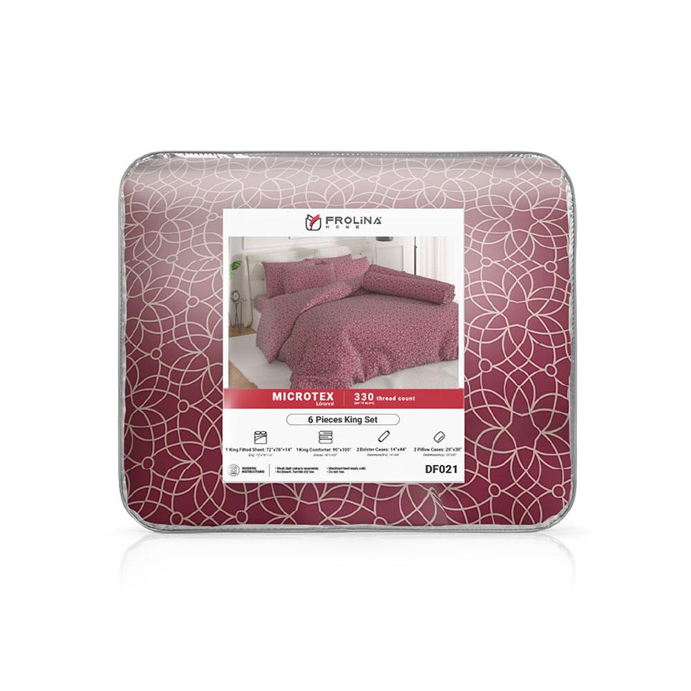 ชุดผ้าปูที่นอน 6 ฟุต 6 ชิ้น FROLINA MICROTEX DF021