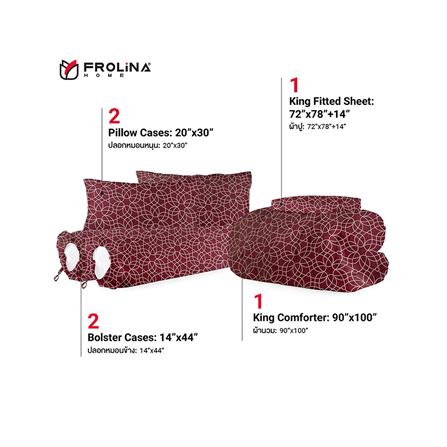 ชุดผ้าปูที่นอน 6 ฟุต 6 ชิ้น FROLINA MICROTEX DF021_1