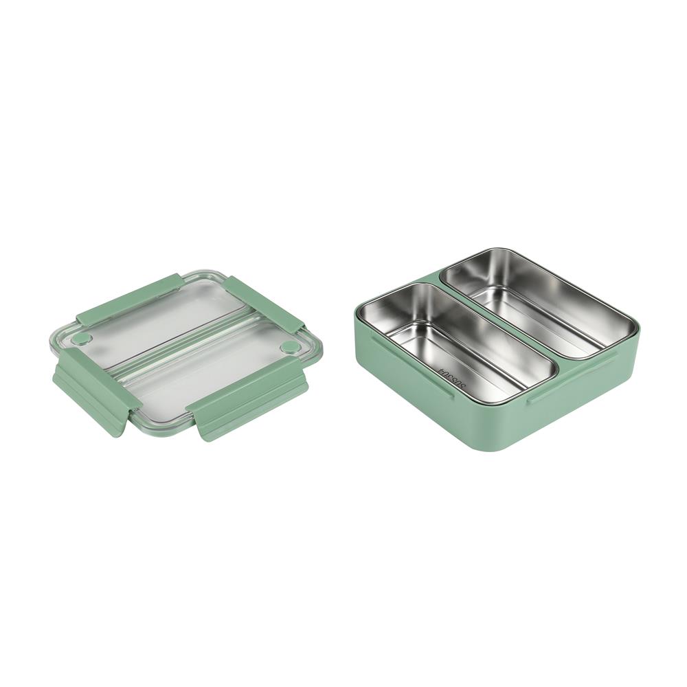 กล่องอาหารเหลี่ยมแบ่งช่อง 2 ช่อง KECH 1.1 ลิตร สีเขียว