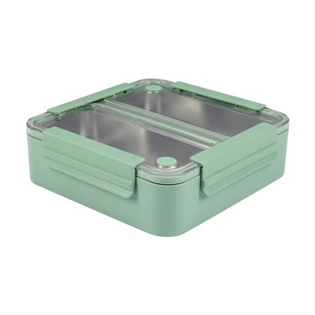 กล่องอาหารเหลี่ยมแบ่งช่อง 2 ช่อง KECH 1.1 ลิตร สีเขียว_0