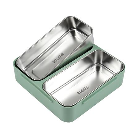 กล่องอาหารเหลี่ยมแบ่งช่อง 2 ช่อง KECH 1.1 ลิตร สีเขียว_3