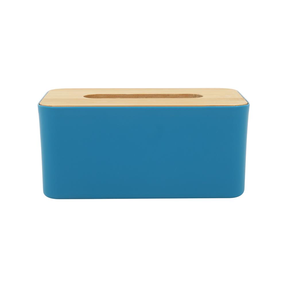 กล่องทิชชู่ ฝาไม้ไผ่ KECH สีน้ำเงิน