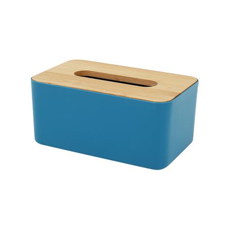 กล่องทิชชู่ ฝาไม้ไผ่ KECH สีน้ำเงิน_0