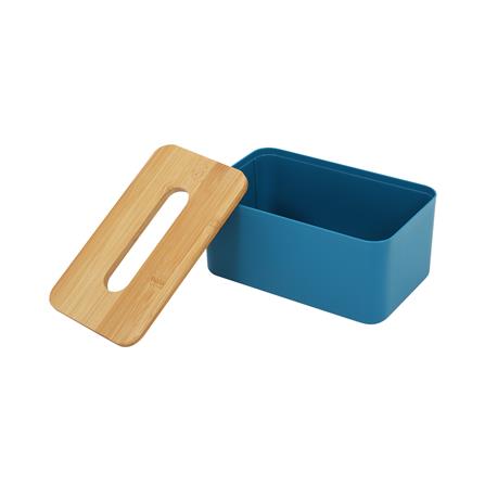 กล่องทิชชู่ ฝาไม้ไผ่ KECH สีน้ำเงิน_2