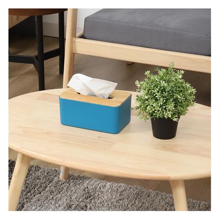 กล่องทิชชู่ ฝาไม้ไผ่ KECH สีน้ำเงิน_4