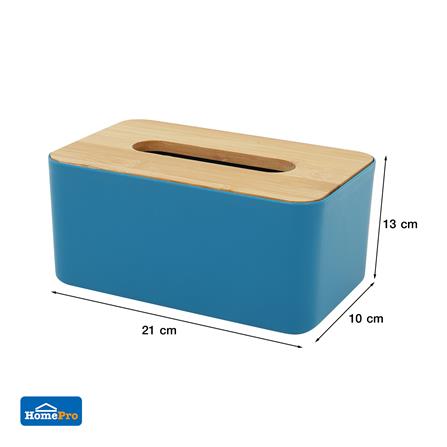 กล่องทิชชู่ ฝาไม้ไผ่ KECH สีน้ำเงิน_5