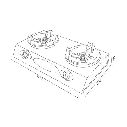 เตาแก๊สตั้งโต๊ะ 2 หัวแก๊ส DYNA HOME DH-119-KB_2