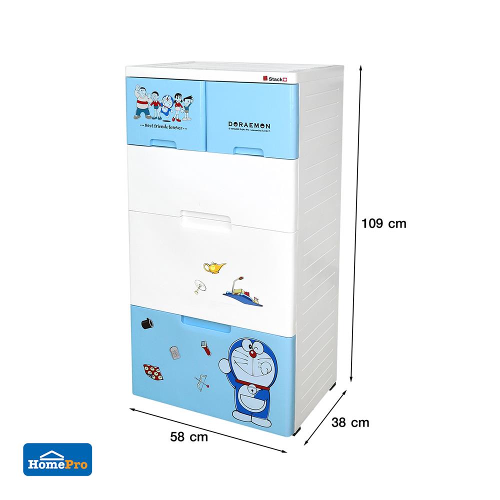 ตู้ลิ้นชัก 4 ชั้น STACKO 58X38X109 ซม. โดราเอมอน สีฟ้า