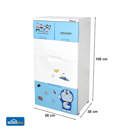 ตู้ลิ้นชัก 4 ชั้น STACKO 58X38X109 ซม. โดราเอมอน สีฟ้า_5