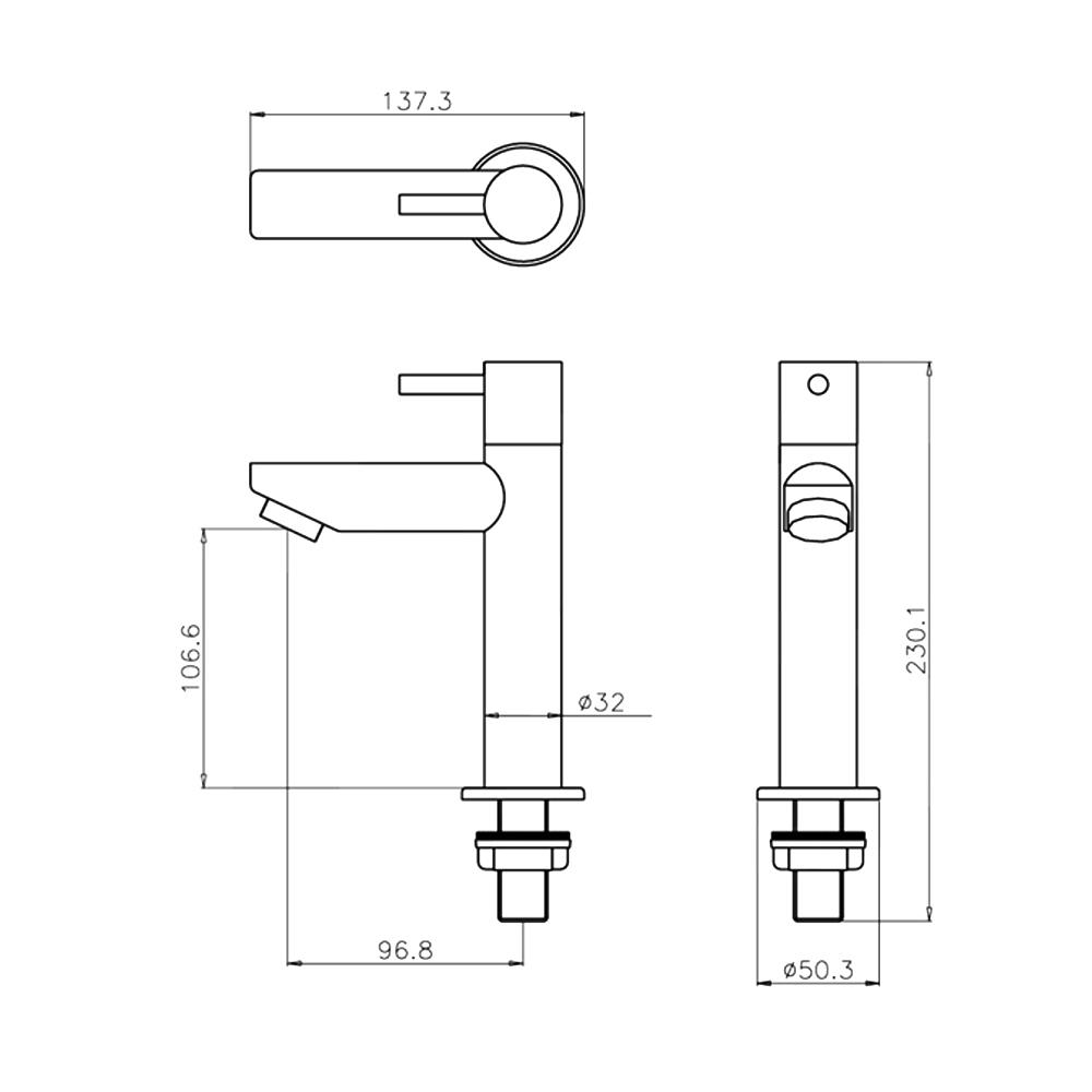 ก๊อกอ่างล้างหน้า WS WS-0203M สีเงิน