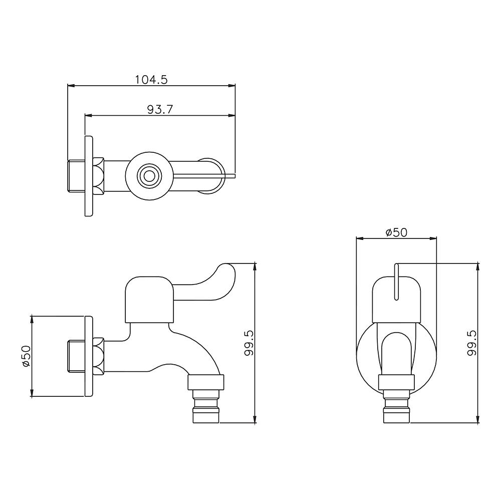 ก๊อกล้างพื้น 1 ทาง WS WS-0317 สีสเตนเลส