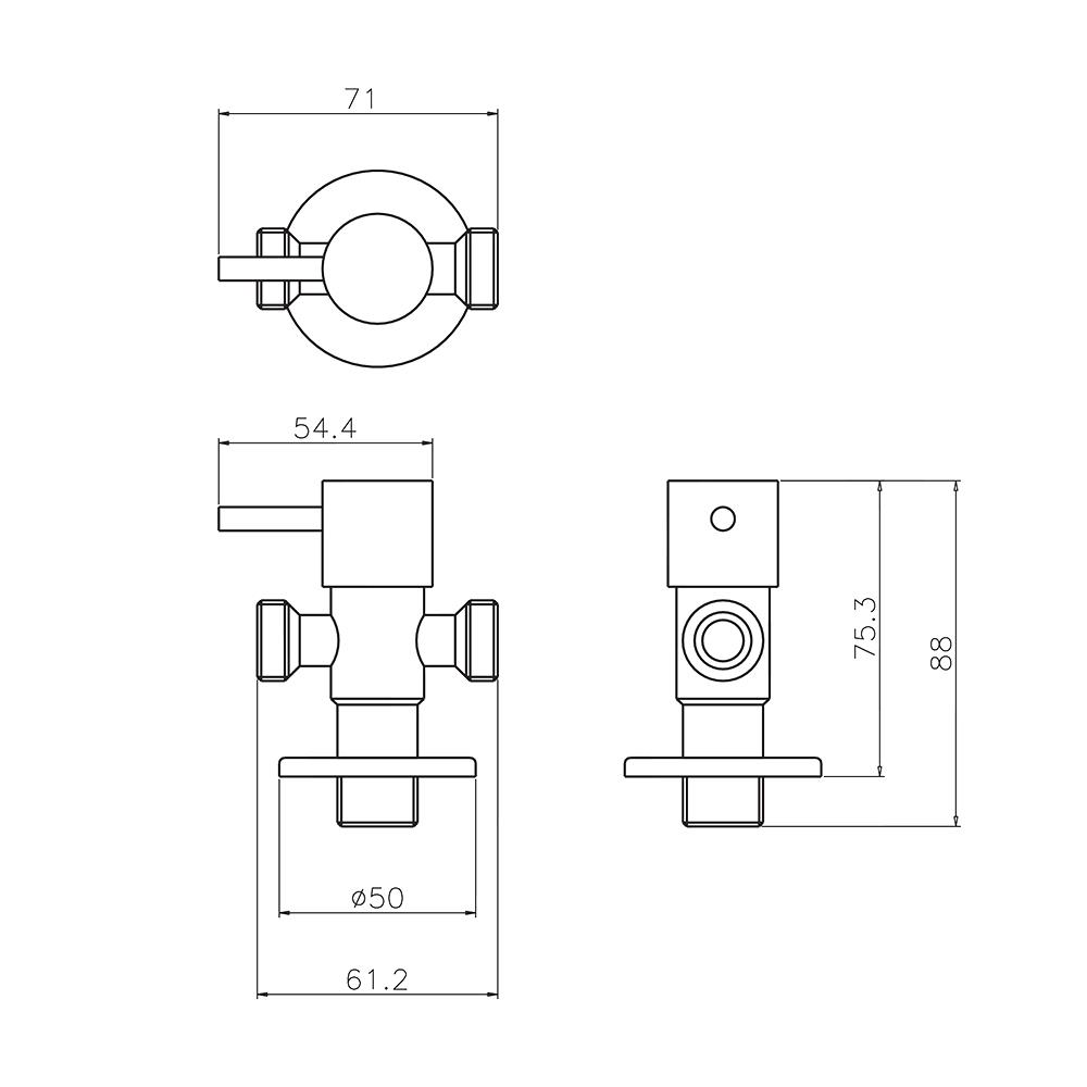 สต๊อปวาล์ว 2 ทาง WS WS-0314 สีเงิน