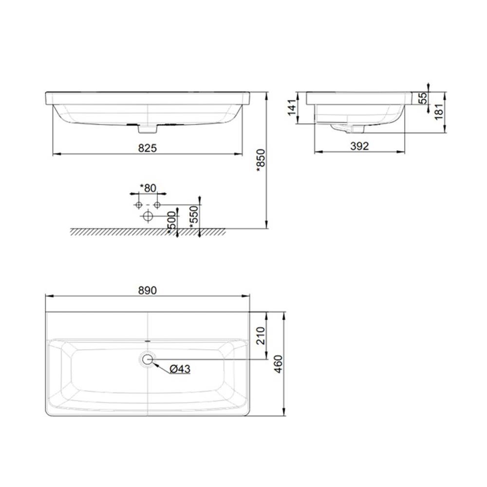 อ่างล้างหน้า AMERICAN STANDARD WP-F521H-WT สีขาว