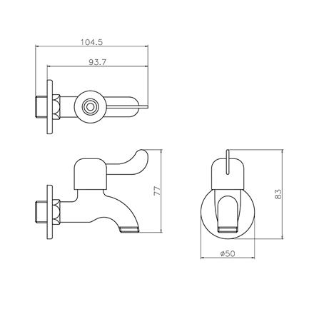 ก๊อกล้างพื้น 1 ทาง WS WS-0315 สีสเตนเลส_1