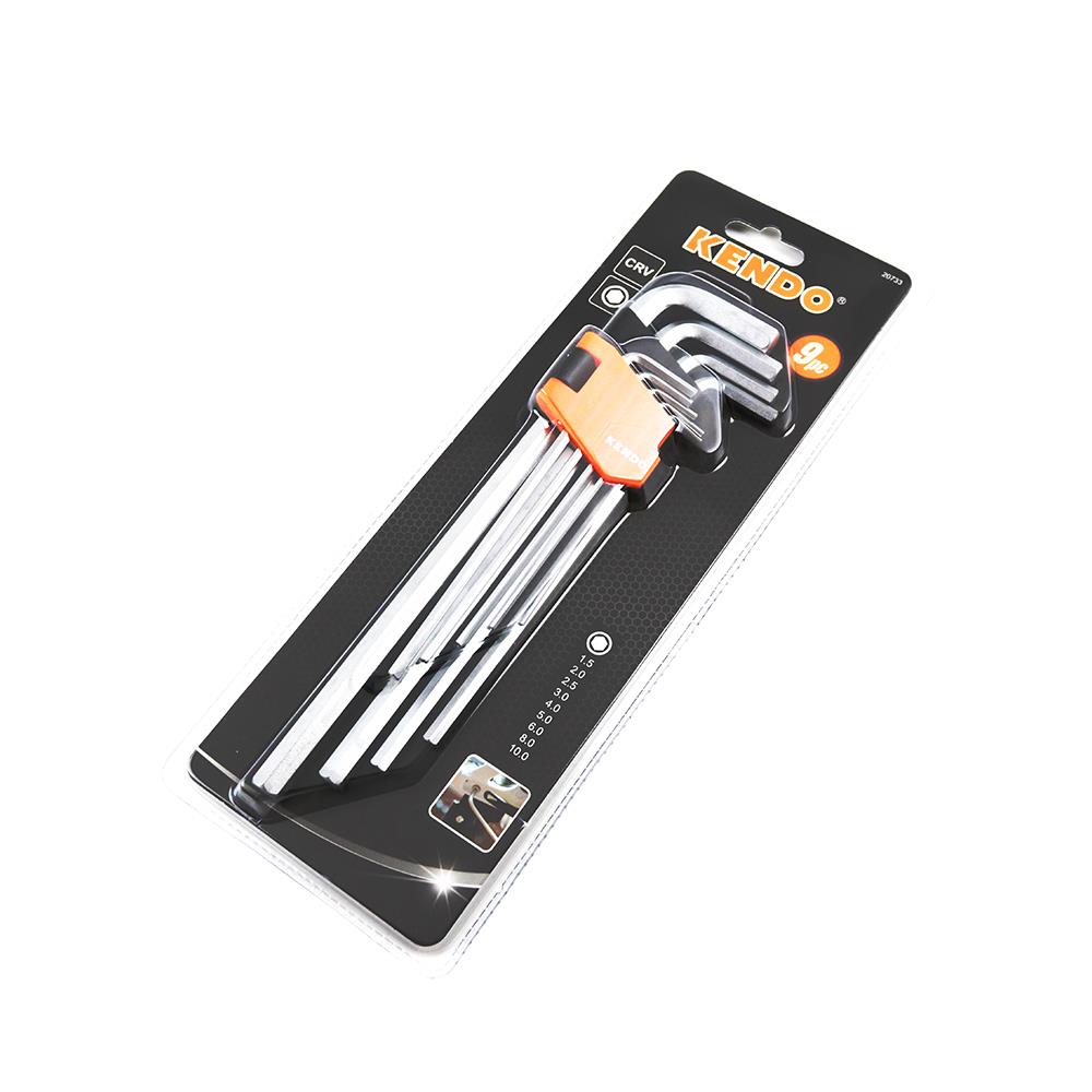 ชุดประแจ 6 เหลี่ยมตัวแอล KENDO 20733 9 ชิ้น/ชุด