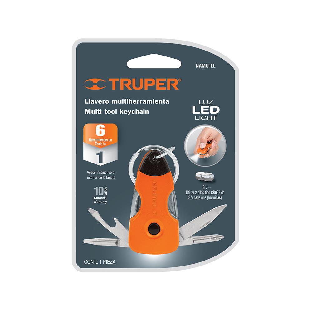 พวงกุญแจเครื่องมืออเนกประสงค์ TRUPER 6IN1