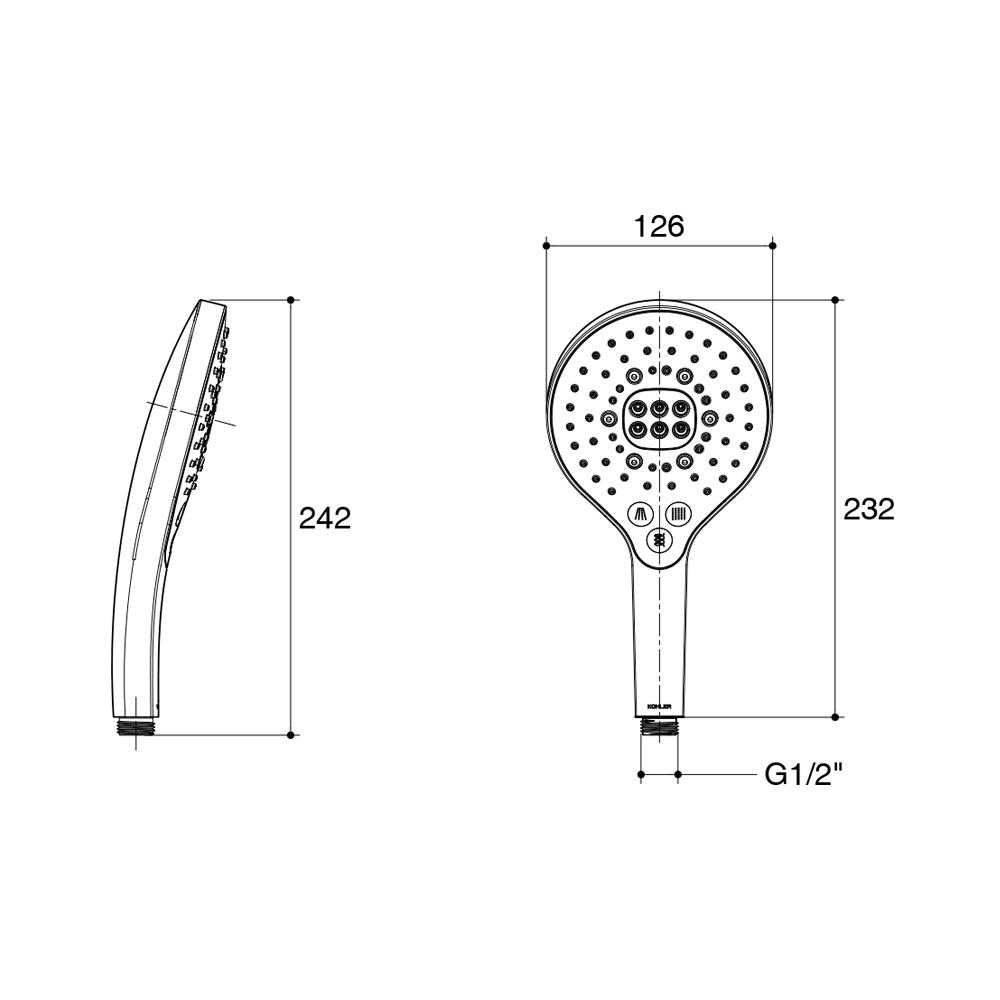 หัวฝักบัวสายอ่อน 3 ระดับ KOHLER รุ่น K-R24717T-CP สีโครม