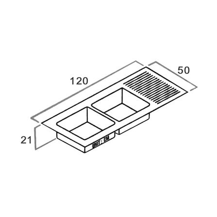 ซิงค์ฝัง 2หลุม 1ที่พัก LUCKY FLAME STB-1256 สีเงิน_3