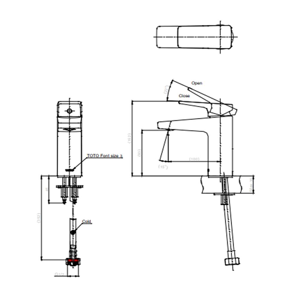 ก๊อกอ่างล้างหน้า TOTO TTLR105FKR สีโครม