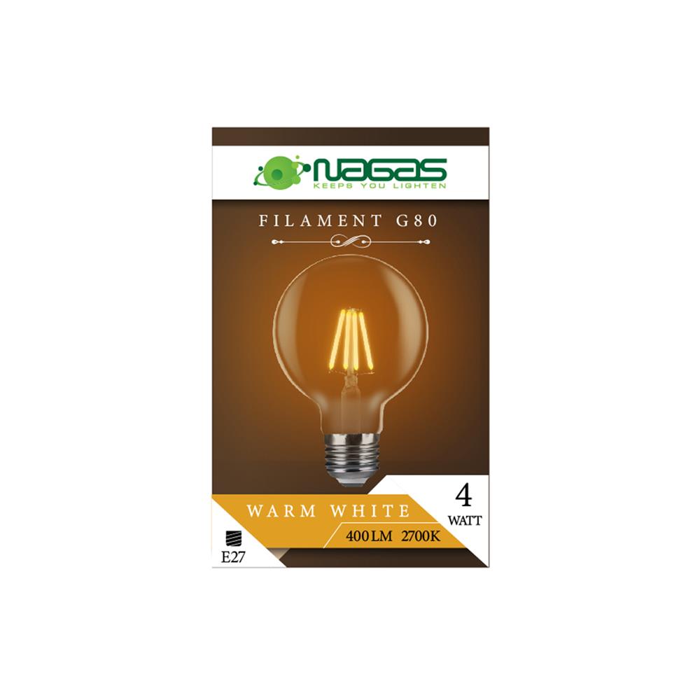 หลอด LED NAGAS FILAMENT G80 4 วัตต์ WARMWHITE E27