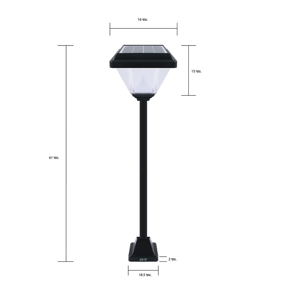 ไฟหัวเสา SOLAR EVE 595545 2 วัตต์ COOLWHITE DAYLIGHT WARMWHITE สีดำ