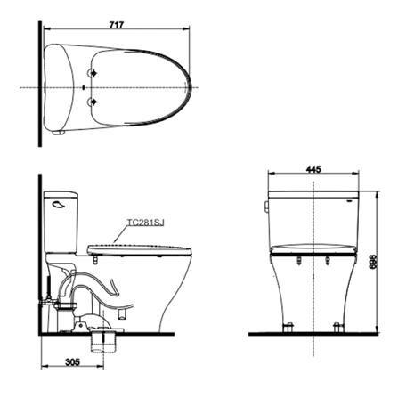 สุขภัณฑ์ 2 ชิ้น TOTO CST767UV2 4.8L สีขาว_1