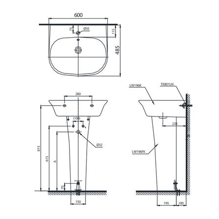 อ่างล้างหน้า TOTO LW196K สีขาว_1