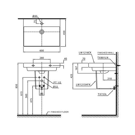 ขาตั้ง TOTO LW1215HFK สีขาว_1