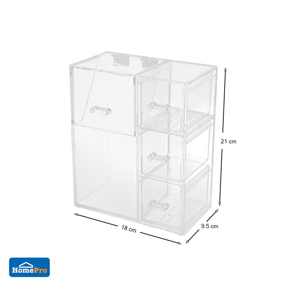 อุปกรณ์จัดเก็บเครื่องสำอาง 3 ลิ้นชัก STACKO GLOSSY 18x9.5x21 ซม. สีใส