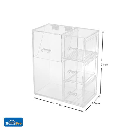 อุปกรณ์จัดเก็บเครื่องสำอาง 3 ลิ้นชัก STACKO GLOSSY 18x9.5x21 ซม. สีใส_6