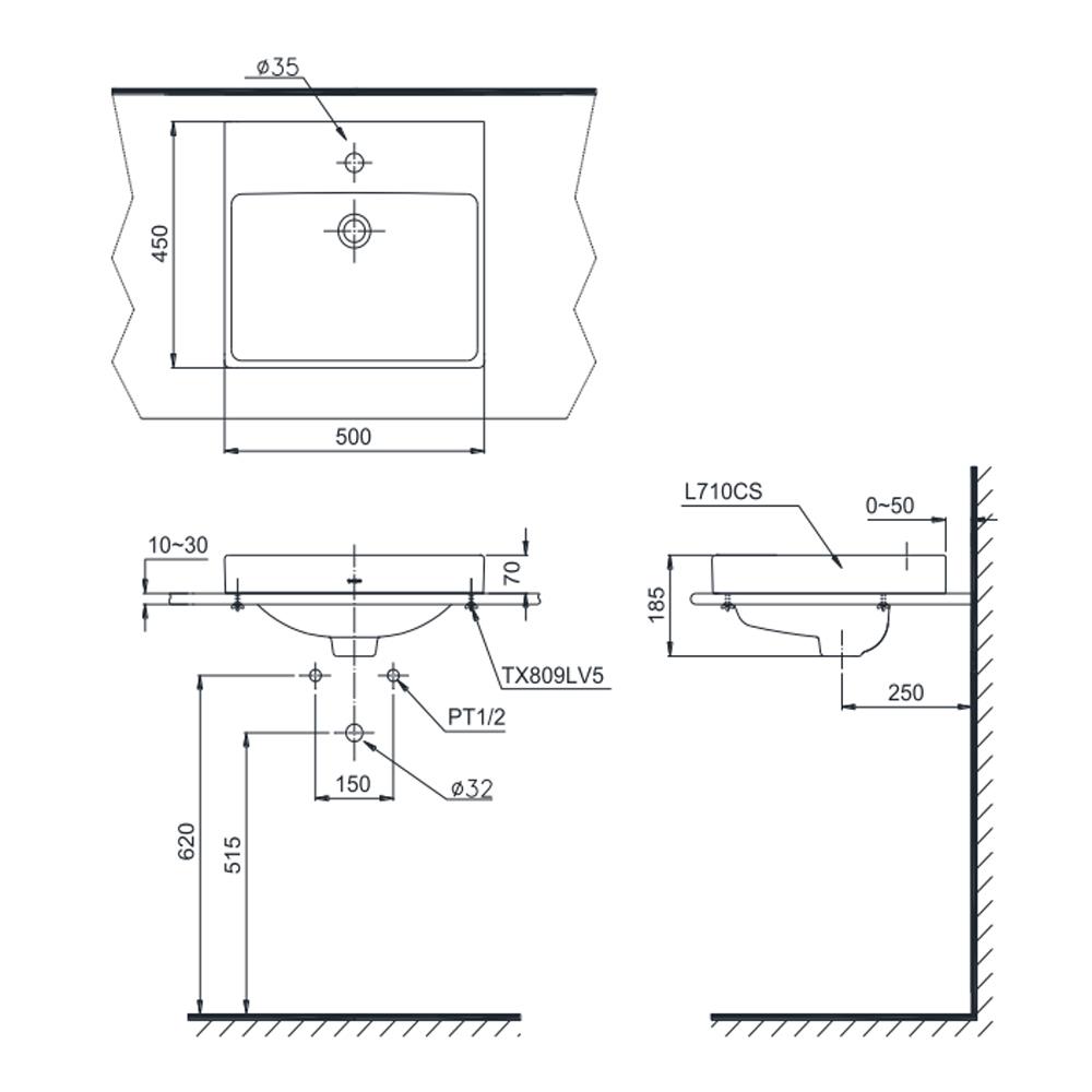 อ่างล้างหน้า TOTO L710CS สีขาว