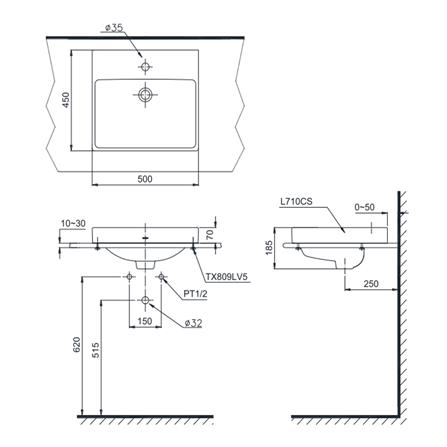 อ่างล้างหน้า TOTO L710CS สีขาว_1