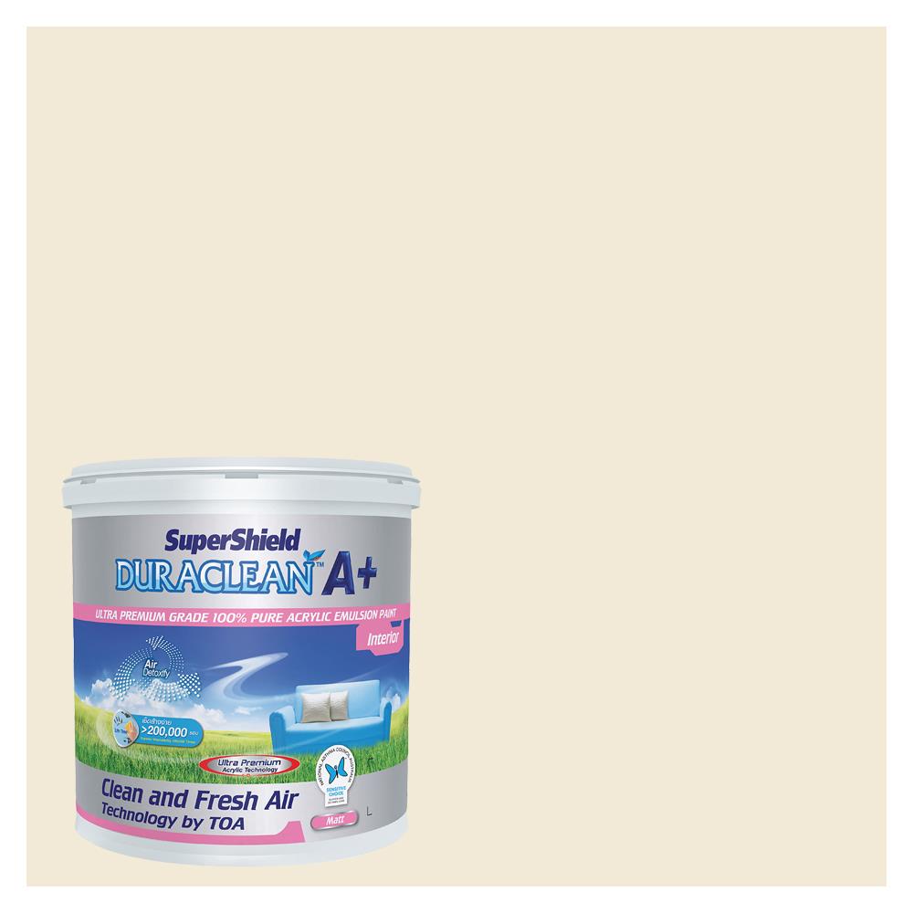สีน้ำทาภายใน TOA SUPERSHIELD DURACLEAN A PLUS #8516 สี COTTAGE WHITE ด้าน 2.5 แกลลอน