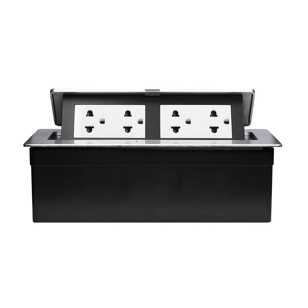 ชุดเต้ารับฝังพื้นอะลูมิเนียม 6 ช่อง HACO HTT-516S/P-E2 สีเงิน