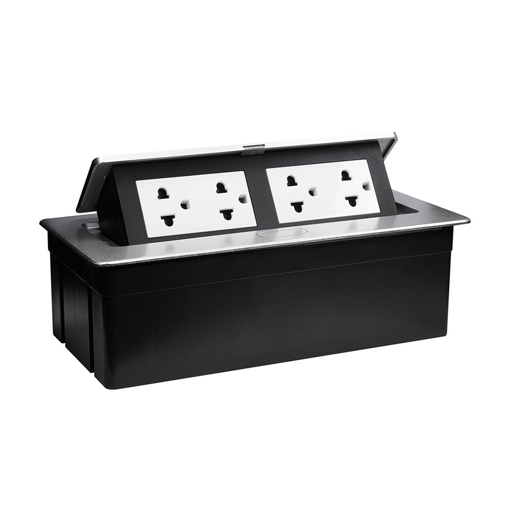 ชุดเต้ารับฝังพื้นอะลูมิเนียม 6 ช่อง HACO HTT-516S/P-E2 สีเงิน