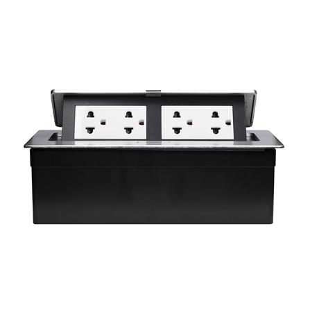 ชุดเต้ารับฝังพื้นอะลูมิเนียม 6 ช่อง HACO HTT-516S/P-E2 สีเงิน