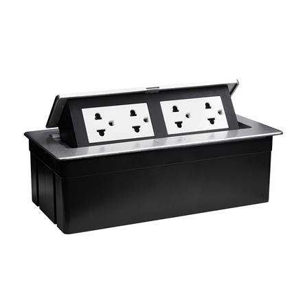 ชุดเต้ารับฝังพื้นอะลูมิเนียม 6 ช่อง HACO HTT-516S/P-E2 สีเงิน_1