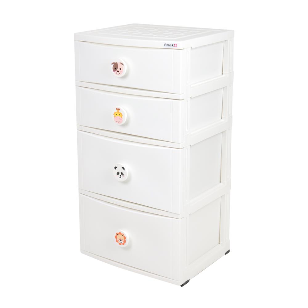 ตู้ลิ้นชัก 4 ชั้น STACKO C12 56X45X105 ซม. ANIMAL สีขาว