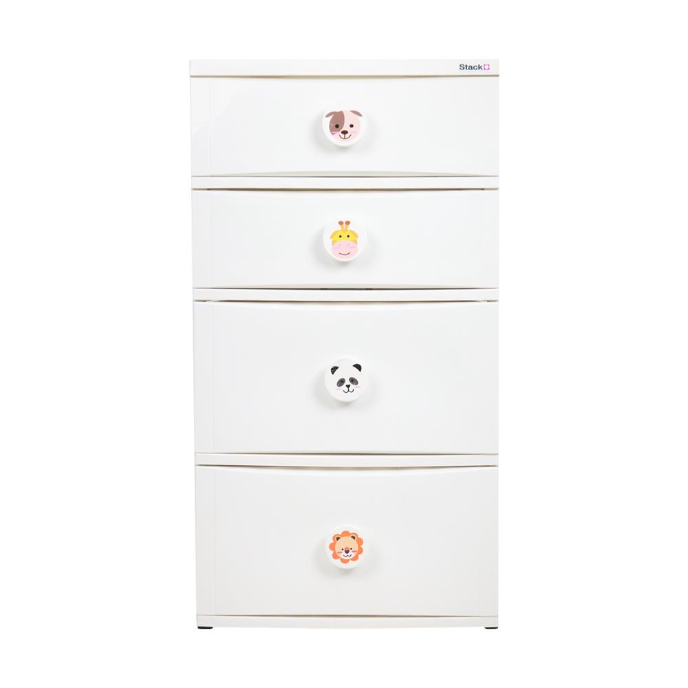 ตู้ลิ้นชัก 4 ชั้น STACKO C12 56X45X105 ซม. ANIMAL สีขาว