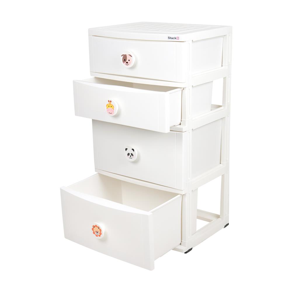 ตู้ลิ้นชัก 4 ชั้น STACKO C12 56X45X105 ซม. ANIMAL สีขาว